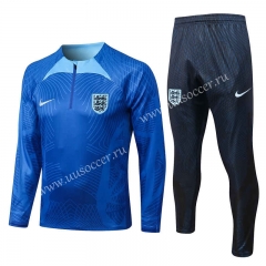 2022-23 England Cai Blue Thailand Soccer Tracksuit Uniform-815