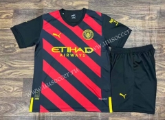 2022-23 Manchester City  Away Red&Black Soccer Uniform-709