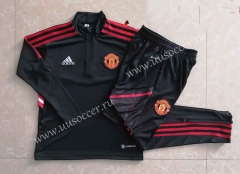 2022-23 Manchester United Black Kids/Youth Soccer Tracksuit-815