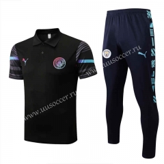 2022-23  Manchester City Black Thailand Polo Uniform-815