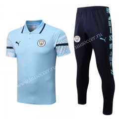 2022-23  Manchester City Light Blue Thailand Polo Uniform-815