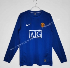 2008-09 Retro Version Manchester United 2nd Away Blue Thailand LS Soccer Jeesey AAA-c1046