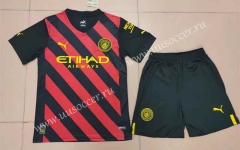 2022-23 Manchester City  Away Red&Black Soccer Uniform-718