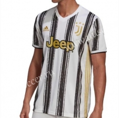 Retro Version20-21 Juventus Home Black & White  Thailand Soccer Jersey AAA