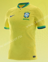 Player version 2022-23  World Cup Brazil Home Yellow  Thailand Soccer Jersey AAA