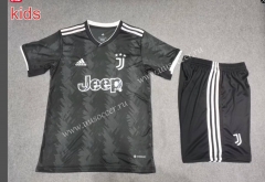 2022-23  Juventus Away  Black&Gray  kids Soccer Uniform-AY