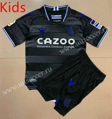 2022-23 Real Sociedad Away Black&Gray Soccer kids Uniform-AY