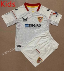 2022-23  Sevilla FC Home White kids Soccer Uniform-AY