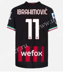 #11   IBRAHIMOVIC  &Serie A  Player version 2022-23 AC Milan Home  Black&Red Thailand Soccer Jersey AAA-888