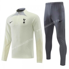 2022-23 Tottenham Hotspur Light Yellow Thailand Soccer Tracksuit Uniform-4627