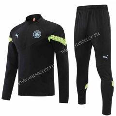 2022-23 Manchester City Black Thailand Soccer Tracksuit Uniform-4627