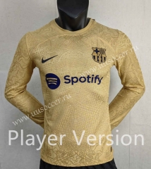 Player version 2022-23 Barcelona Away Khaki Thailand LS Soccer Jersey AAA-9380