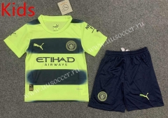 2022-23 Manchester City 2nd Away Green&Black  Kid/Youth Soccer Uniform-HR