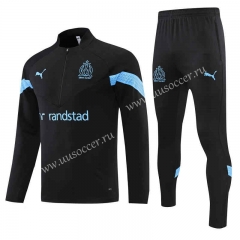 2022-23 Olympique de Marseille Black Thailand Soccer Tracksuit Uniform-411