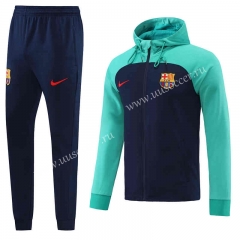 2022-23 Barcelona Emerald Blue Soccer Jacket Uniform With Hat-LH