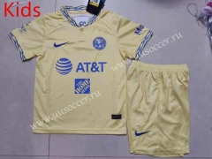 2022-23   Club America Home Yellow  kids Soccer Uniform-507