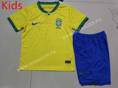 2022-23 World Cup  Brazil Home Yellow  kids  Soccer Uniform-507