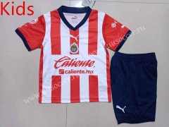 2022-23 Deportivo Guadalajara Home Red&White kids  Soccer Uniform-507