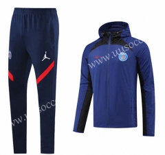 2022-23 Jordan Paris SG Blue Trench Coats uniform With Hat-LH