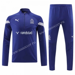2022-23 Olympique de Marseille Blue Thailand Soccer Tracksuit Uniform-4627