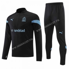 2022-23 Olympique de Marseille Black Thailand Soccer Tracksuit Uniform-4627