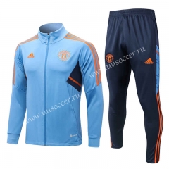 2022-23 Manchester United  Light Blue Thailand Soccer Jacket Uniform-411