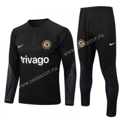 2022-23 Chelsea Black Thailand Soccer Tracksuit Uniform-815