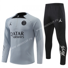 2022-23  Paris SG Grey Thailand Soccer Tracksuit Uniform