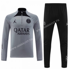 2022-23  Paris SG Grey Thailand Soccer Tracksuit Uniform-4627