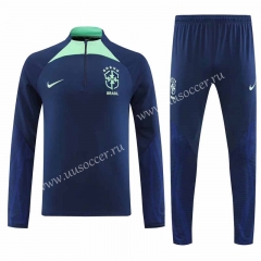 2022-23 Brazil Royal Blue Thailand Soccer Tracksuit Uniform-4627