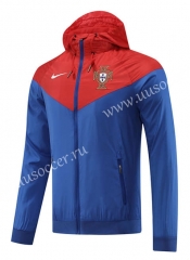 2022-23  Portugal  Red&Blue Soccer Jacket Top With Hat-LH