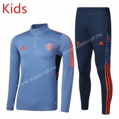 2022-23 Manchester United Blue Kids/Youth Soccer Tracksuit-GDP