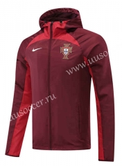 2022-23  Portugal  Red Soccer Jacket Top With Hat-LH