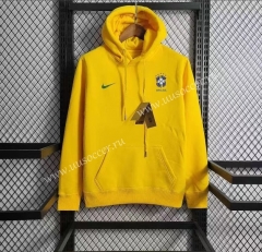 2022-23  Brazil Yellow Thailand Tracksuit Top With Hat-LH