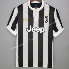 Retro Version17-18 Juventus Home Black & White  Thailand Soccer Jersey AAA