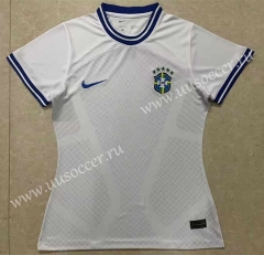2022-23 Brazil Away White  Female Thailand Soccer Jersey-6149
