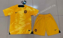2022-23  Netherlands Home Yellow Soccer Uniform-718