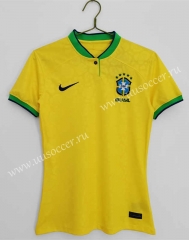 2022-23  Brazil Home Yellow Female Thailand Soccer Jersey-c1046