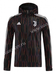 2022-23 Juventus FC Black Thailand Wind Coat With Hat-4691