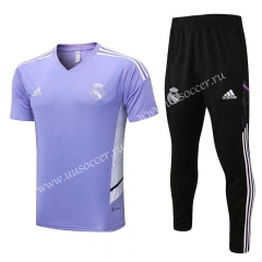 2022-23  Real Madrid Purple Thailand Short-sleeved Tracksuit Uniform-815