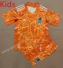 2022-23 Mexico Goalkeeper Orange  kids Soccer Uniform-AY
