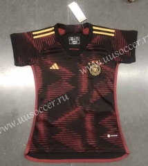 2022-23  Germany Away Red&Black Female Thailand Soccer Jersey-HR