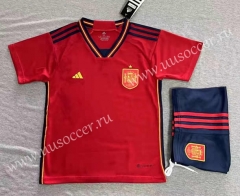 2022-23  Spain Home Red Soccer Uniform-SJ