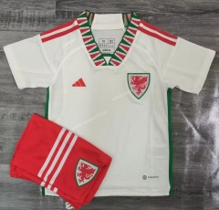 2022-23 Wales Away White Kids/Youth Soccer Uniform