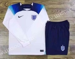 22-23  England Home White LS Thailand Soccer Jersey AAA-709