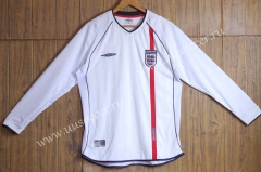 2002 Retro Version England Home White LS Thailand Soccer Jersey AAA-SL