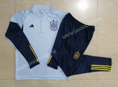 2022-23 Spain Light  Blue Thailand Soccer Tracksuit Uniform