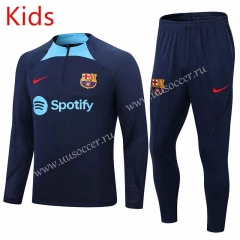 2022-23  Barcelona  Royal Blue Thailand Kids  Tracksuit Uniform-411
