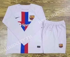 2022-23 Barcelona Away Grey  LS Thailand Soccer Uniform-709