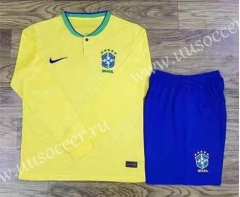 2022-23 Brazil Home Yellow LS Thailand Soccer Uniform-709